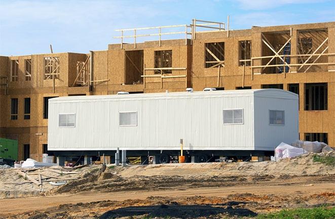 office trailers and equipment rental at a construction site in Blue Jay CA